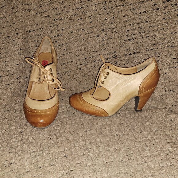 MIZ MOOZ-Symphony-Cone-Rockabilly/Retro-Brown/Tan Spectator-Sz 6.5-Excellent - Picture 1 of 8
